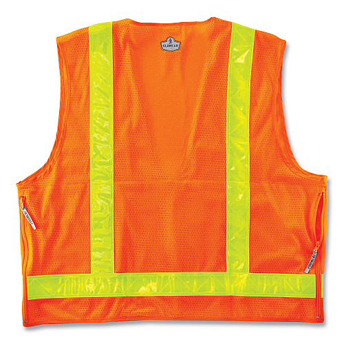 ergodyne GloWear 8250ZHG Class 2 Hi-Gloss Surveyors Zipper Vest, Polyester, Small/Medium, Orange (21433)