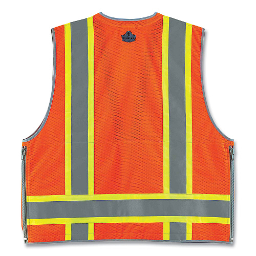 ergodyne GloWear 8254HDZ Class 2 Heavy-Duty Surveyors Zipper Vest, Polyester, 4X-Large/5X-Large, Orange (21459)