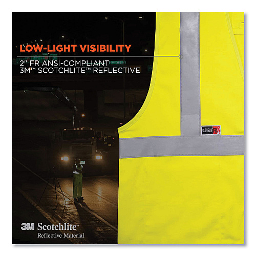 ergodyne GloWear 8261FRHL Class 2 Dual Compliant FR Hook and Loop Safety Vest, Small/Medium, Lime (21463)