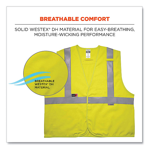 ergodyne GloWear 8261FRHL Class 2 Dual Compliant FR Hook and Loop Safety Vest, Small/Medium, Lime (21463)