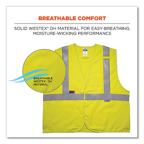 ergodyne GloWear 8261FRHL Class 2 Dual Compliant FR Hook and Loop Safety Vest, 2X-Large/3X-Large, Lime (21467)