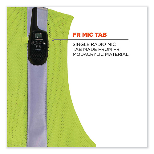 ergodyne GloWear 8260FRHL Class 2 FR Safety Hook and Loop Vest, Modacrylic/Kevlar, Small/Medium, Lime (21493)