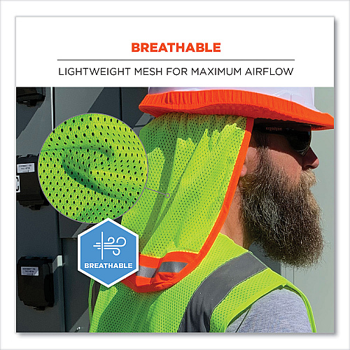 ergodyne GloWear 8005 Hi-Vis Hard Hat Neck Shade, 20 x 12.5, Lime (29053)