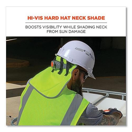 ergodyne GloWear 8006 Hi-Vis Hard Hat Neck Shade, 12.25 x 10.5, Lime (29063)