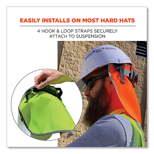 ergodyne GloWear 8006 Hi-Vis Hard Hat Neck Shade, 12.25 x 10.5, Lime (29063)