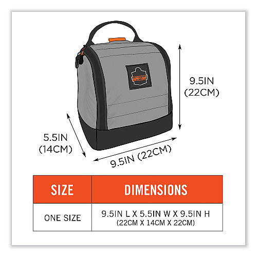ergodyne Arsenal 5185 Full Respirator Bag with Zipper Magnetic Closure, 5.5 x 9.5 x 9.5, Gray (13185)
