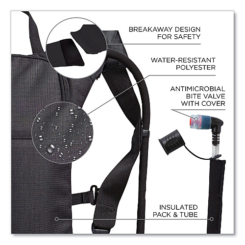 ergodyne Chill-Its 5155 Low Profile Hydration Pack, 2 L, Black (13155)