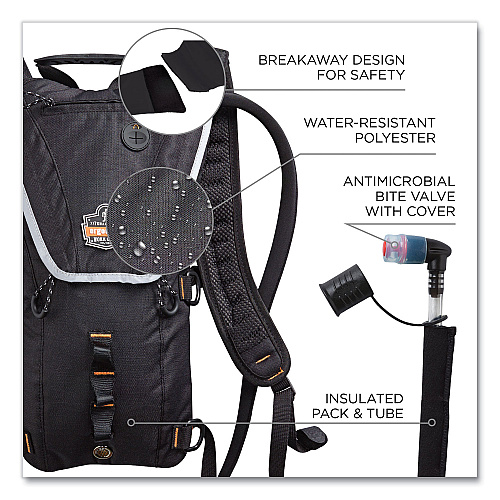 ergodyne Chill-Its 5156 Low Profile Hydration Pack, 3 L, Black (13161)