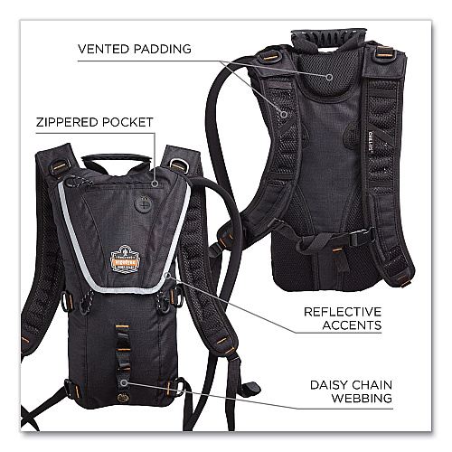 ergodyne Chill-Its 5156 Low Profile Hydration Pack, 3 L, Black (13161)