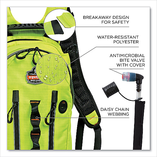 ergodyne Chill-Its 5157 Cargo Hydration Pack with Storage, 3 L, Hi-Vis Lime (13164)