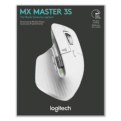 Logitech MX Master 3S Performance Wireless Mouse, 2.4 GHz Frequency/32 ft Wireless Range, Right Hand Use, Pale Gray (910006558)