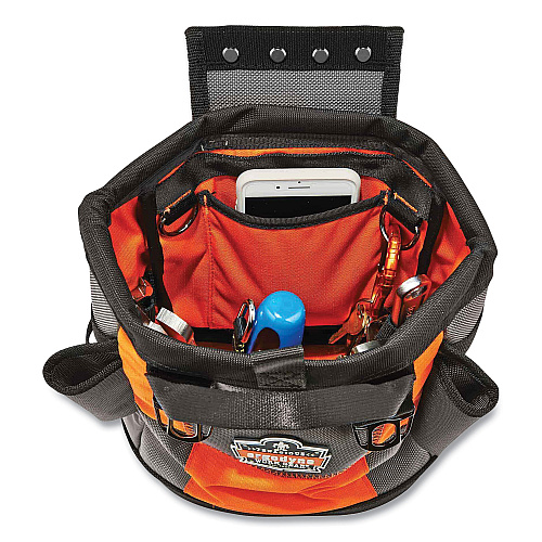 ergodyne Arsenal 5527 Premium Topped Tool Pouch with Hinged Closure, 6 x 10 x 11.5, Polyester, Orange (13627)