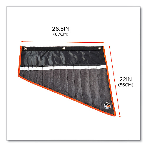 ergodyne Arsenal 5873 Polyester Wrench Roll Up, 14 Compartments, 26.5 x 5, Polyester, Black (13774)