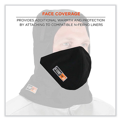 ergodyne N-Ferno 6872 2-Layer FR Mouthpiece, Modacrylic Cotton, One Size Fits Most, Black (16872)