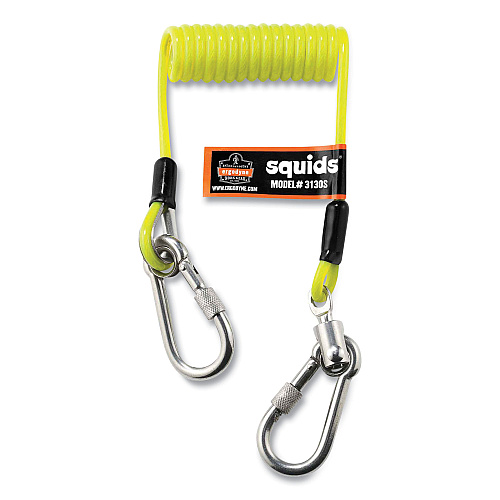 ergodyne Squids 3180 Tool Tethering Kit, 2 lb Max Working Capacity, 6.5" to 48" Long, Yellow/Black (19650)