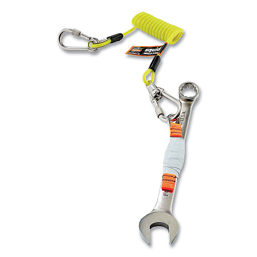 ergodyne Squids 3180 Tool Tethering Kit, 2 lb Max Working Capacity, 6.5" to 48" Long, Yellow/Black (19650)