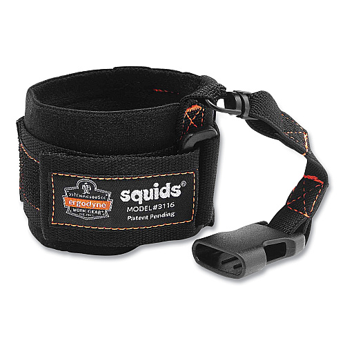 ergodyne Squids 3192 Wrist Lanyard Tethering Kit, 3 lb Max Working Capacity, 7.5" Long, Black (19662)