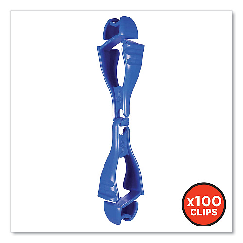 ergodyne Squids 3400 Glove Clip Holder with Dual Clips, 1 x 1 x 6.5, Acetal Copolymer, Blue, 100/Carton (19717BULK)