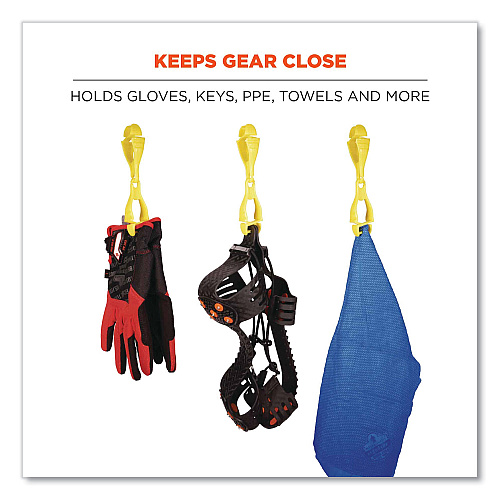 ergodyne Squids 3400 Glove Clip Holder with Dual Clips, 1 x 1 x 6.5, Acetal Copolymer, Lime, 100/Carton (19719BULK)