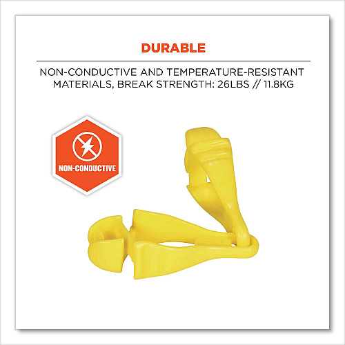 ergodyne Squids 3400 Glove Clip Holder with Dual Clips, 1 x 1 x 6.5, Acetal Copolymer, Lime, 100/Carton (19719BULK)
