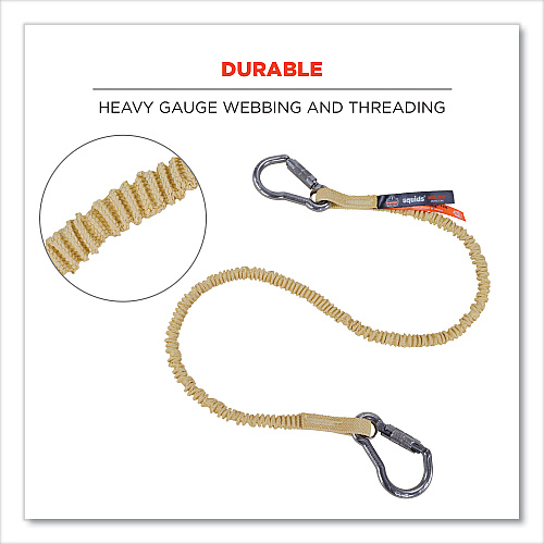 ergodyne Squids 3121 Burn + CR Aramid Tool Lanyard with Steel Carabiners, 10 lb Max Working Capacity, 38" to 48" Long, Yellow (19721)