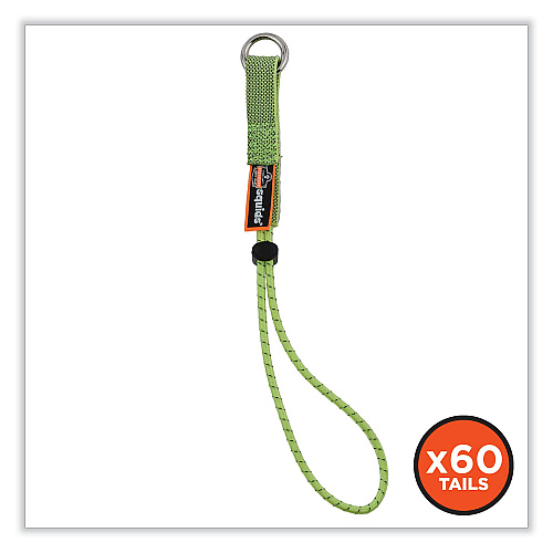 ergodyne Squids 3703 Elastic Loop Tool Tails with D-Rings, 15 lb Max Working Capacity, 15" Long, Lime, 3/Pack, 20 Packs/Carton (19767BULK)