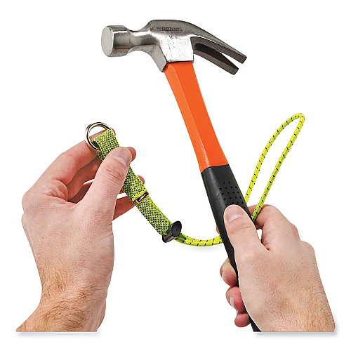 ergodyne Squids 3703 Elastic Loop Tool Tails with D-Rings, 15 lb Max Working Capacity, 15" Long, Lime, 3/Pack, 20 Packs/Carton (19767BULK)