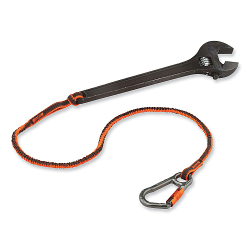 ergodyne Squids 3108F(x)Tool Lanyard with Locking Aluminum Carabiner + Loop, 15 lb Max Working Capacity, 38" to 48" Long, Orange/Gray (19808)