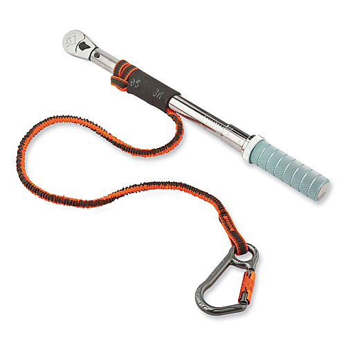ergodyne Squids 3108F(x)Tool Lanyard with Locking Aluminum Carabiner + Loop, 15 lb Max Working Capacity, 38" to 48" Long, Orange/Gray (19808)