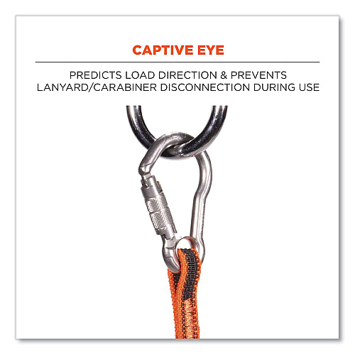 ergodyne Squids 3111F(x) Tool Lanyard with Stainless Steel Carabiners,15 lb Max Working Capacity, 38" to 48" Long, Orange/Gray (19823)