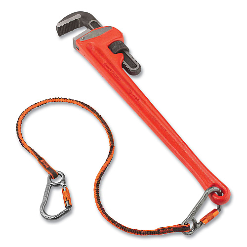 ergodyne Squids 3118F(x) Tool Lanyards with Locking Aluminum Carabiners, 15 lb Working Capacity, 38" to 48" Long, Orange/Gray (19828)