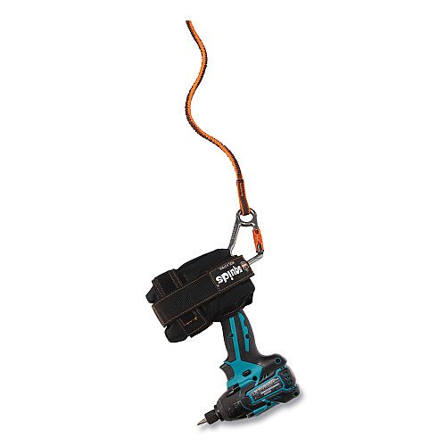 ergodyne Squids 3118F(x) Tool Lanyards with Locking Aluminum Carabiners, 15 lb Working Capacity, 38" to 48" Long, Orange/Gray (19828)