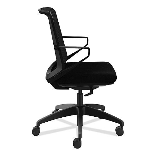 HON Cliq Office Chair, Supports Up to 300 lb, 17" to 22" Seat Height, Black Seat, Black Back, Black Base (CLQIMCU10T)
