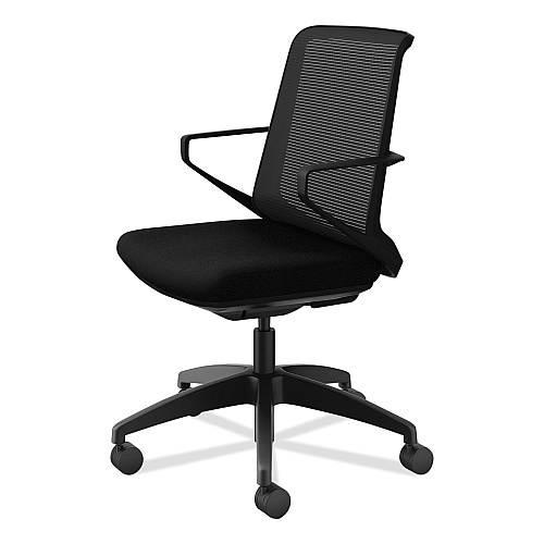 HON Cliq Office Chair, Supports Up to 300 lb, 17" to 22" Seat Height, Black Seat, Black Back, Black Base (CLQIMCU10T)