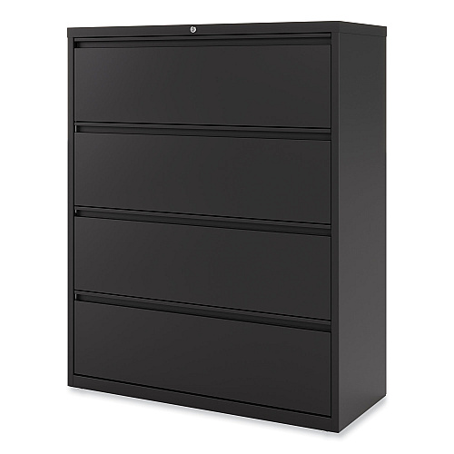 Alera Lateral File, 4 Legal/Letter-Size File Drawers, Black, 42" x 18.63" x 52.5" (ALEHLF4254BL)