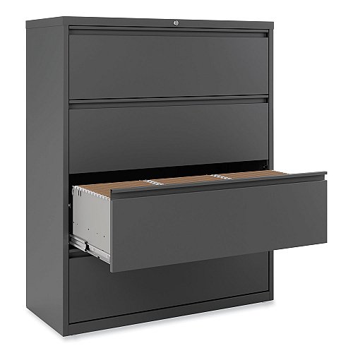 Alera Lateral File, 4 Legal/Letter/A4/A5-Size File Drawers, Charcoal, 42" x 18.63" x 52.5" (ALEHLF4254CC)