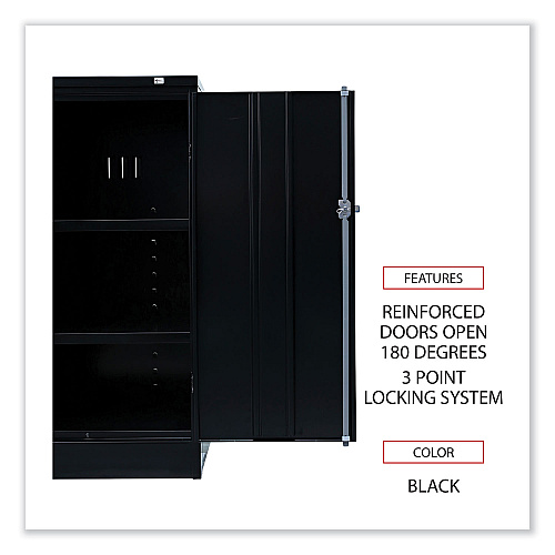 Alera Assembled 42" High Heavy-Duty Welded Storage Cabinet, Two Adjustable Shelves, 36w x 18d, Black (ALECM4218BK)