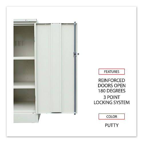 Alera Assembled 42" High Heavy-Duty Welded Storage Cabinet, Two Adjustable Shelves, 36w x 18d, Putty (ALECM4218PY)