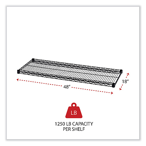 Alera Industrial Wire Shelving Extra Wire Shelves, 48w x 18d, Black, 2 Shelves/Carton (ALESW584818BL)