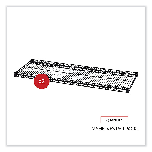 Alera Industrial Wire Shelving Extra Wire Shelves, 48w x 18d, Black, 2 Shelves/Carton (ALESW584818BL)
