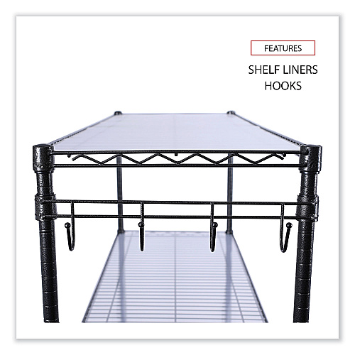 Alera 5-Shelf Wire Shelving Kit with Casters and Shelf Liners, 48w x 18d x 72h, Black Anthracite (ALESW654818BA)