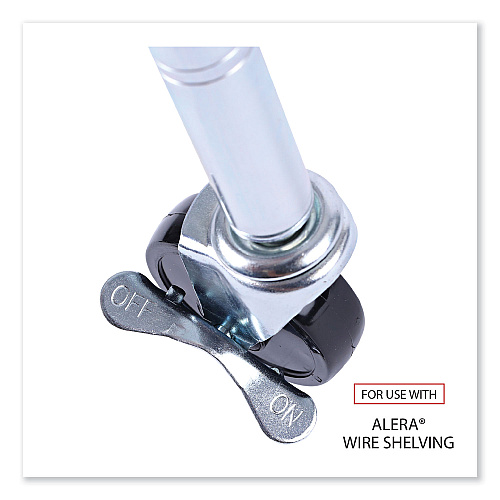 Alera Optional Casters for Wire Shelving, Grip Ring Stem, 3" Wheel, Black, 4/Set (2 Locking) (ALESW790004)