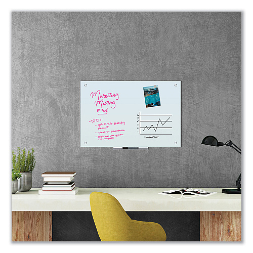 U Brands Glass Dry Erase Board, 35 x 23, White Surface (2298U0001)