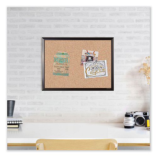 U Brands Cork Bulletin Board with Black Aluminum Frame, 70 x 47, Tan Surface (2882U0001)