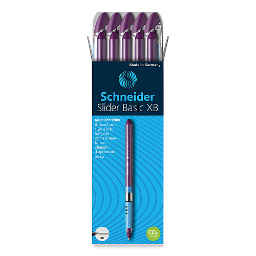 Schneider Slider Basic Ballpoint Pen, Stick, Extra-Bold 1.4 mm, Violet Ink, Violet Barrel, 10/Box (151208)