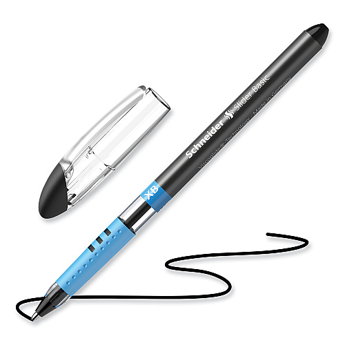 Schneider Slider Basic Ballpoint Pen, Stick, Extra-Bold 1.4 mm, Black Ink, Black Barrel, 10/Box (151201)
