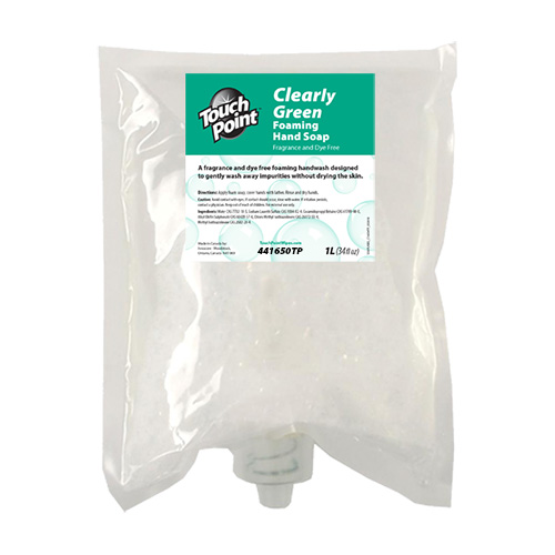 Touch Point Clearly Green Foaming Hand Soap, 34 Fl Oz, 4 Pouches/case, Case Of 4 (441650TP)