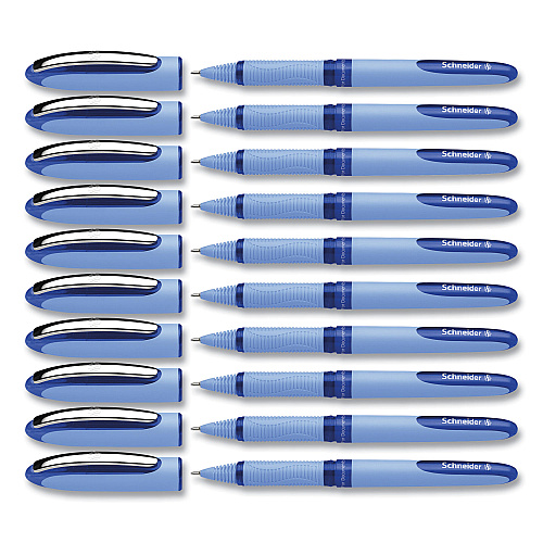 Schneider One Hybrid N Roller Ball Pen, Stick, Extra-Fine 0.3 mm, Blue Ink, Blue Barrel, 10/Box (183403)