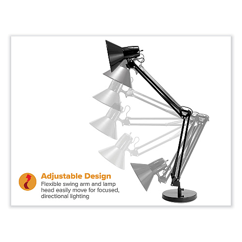 Bostitch Swing Arm Desk Lamp, Multi-pivot Neck, 28.35" High, Black Base (VLF100D)