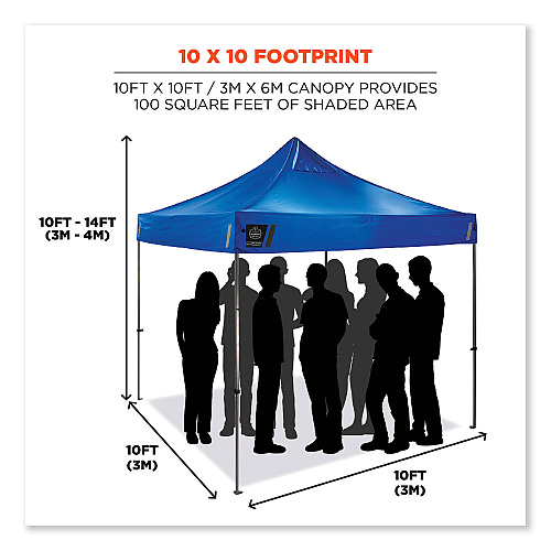 ergodyne Shax 6000 Heavy-Duty Pop-Up Tent, Single Skin, 10 ft x 10 ft, Polyester/Steel, Blue (12905)